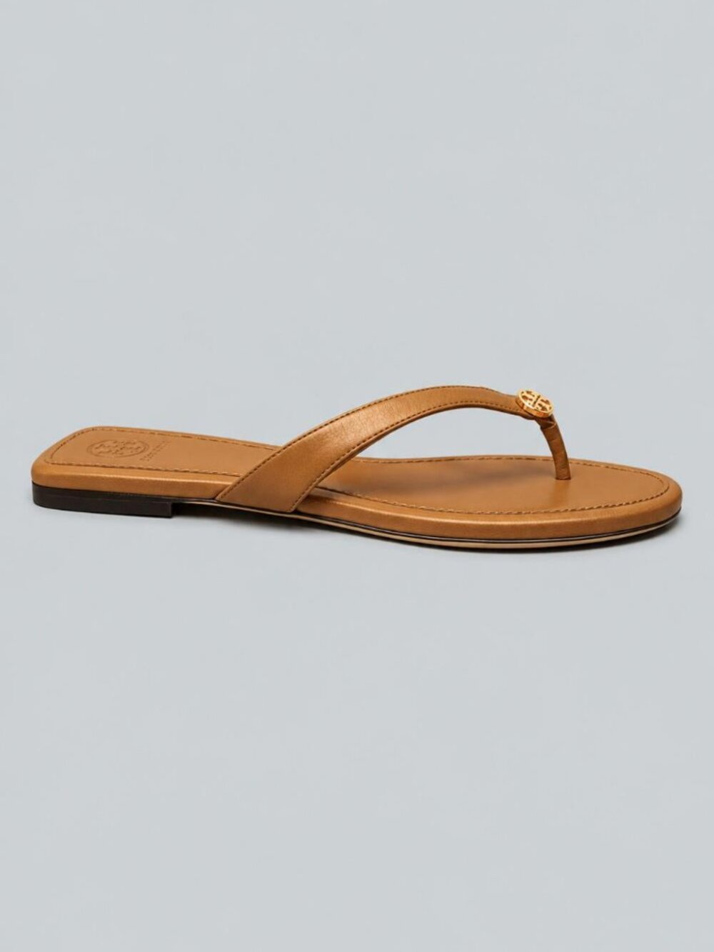 Women's Capri Leather Flip Flop Sandals - Caramel